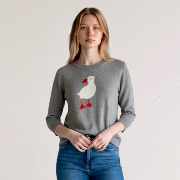 J. Crew Factory Sweaters - Gray Sweater with Goose Design